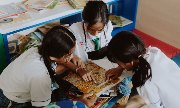 girls studying together