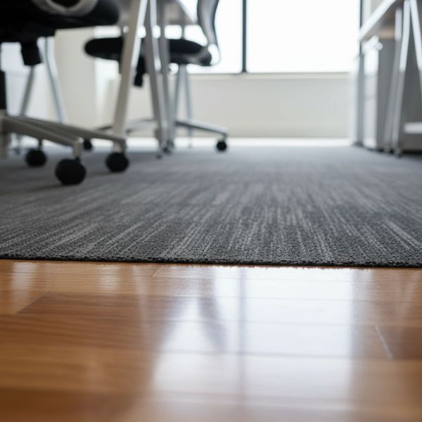 Close-up of well-maintained, gleaming office flooring.