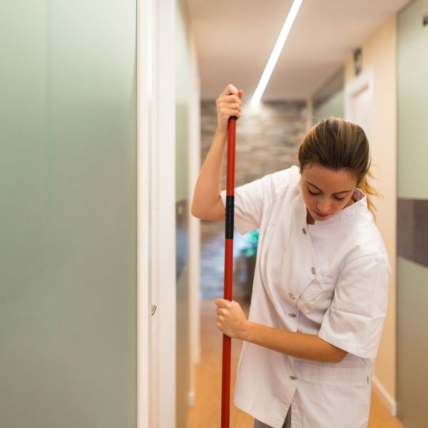 cleaning medical facility floor