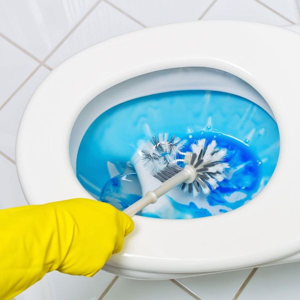 cleaning toilet