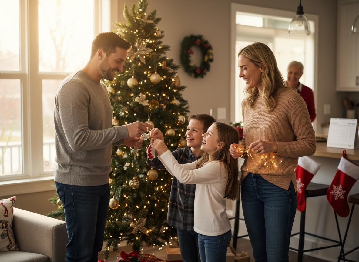 Family Decorating Christmas Tree