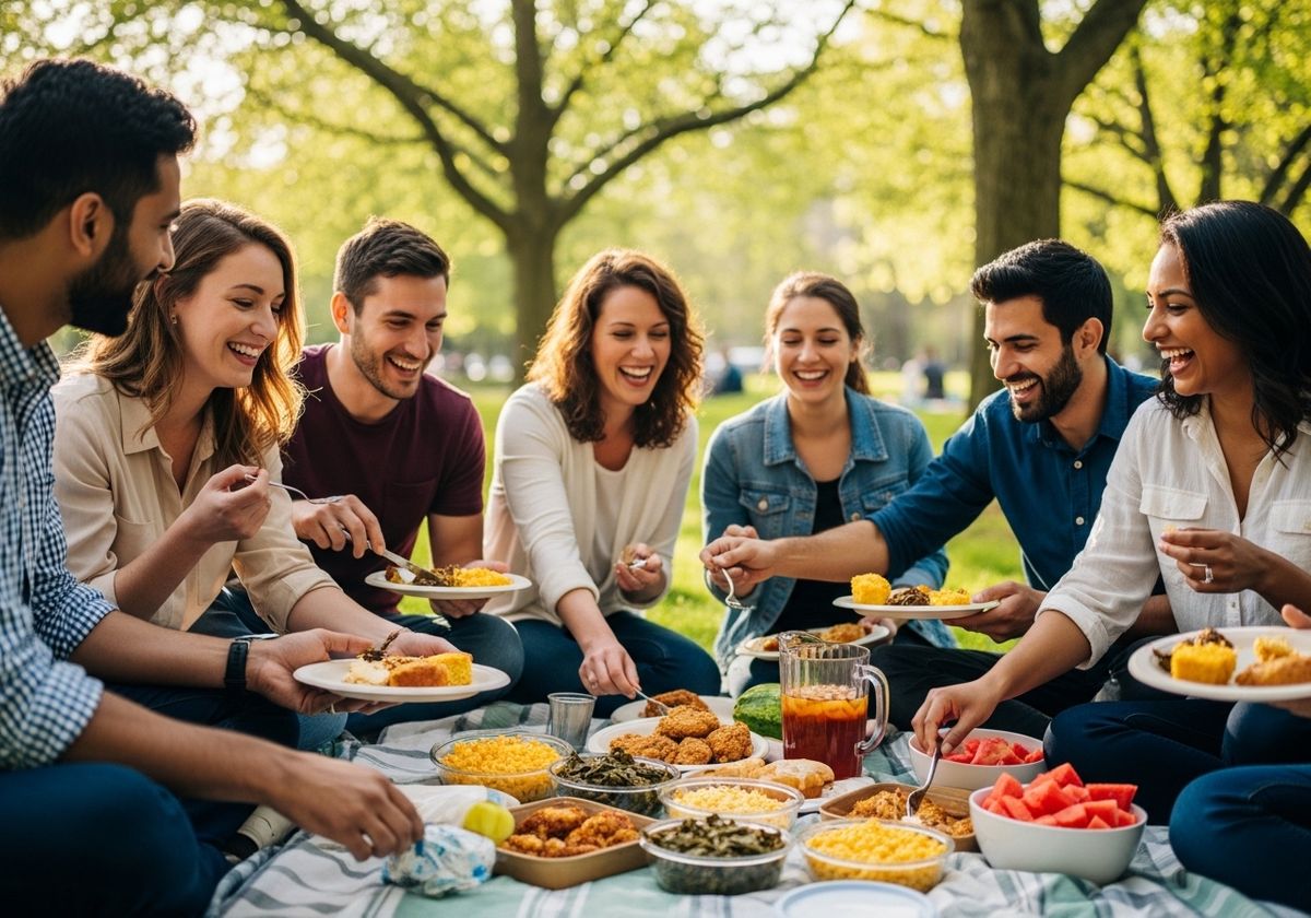 Friends enjoying a picnic in the park