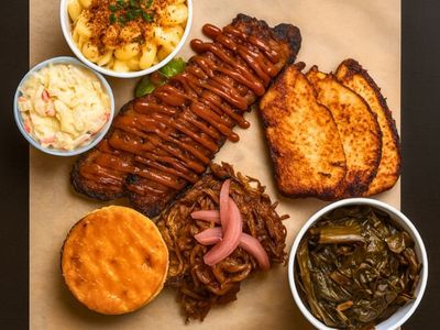 brisket, mac and cheese, cornbread, and more comfort foods