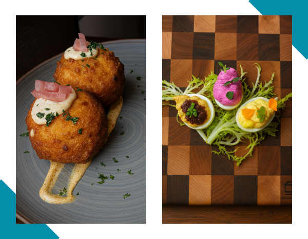 two fancy catering menu items