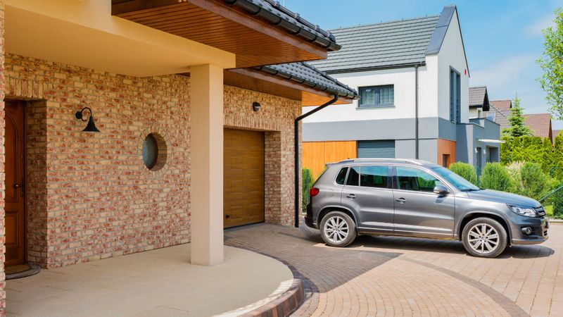 SUV parked outside of house