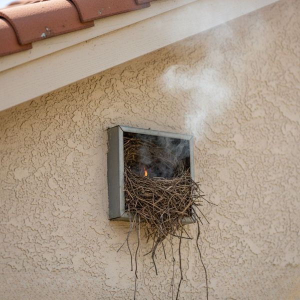 vent fire caused by bird nest