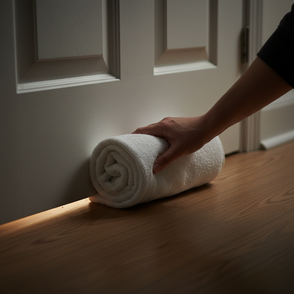adding towels to block the door 