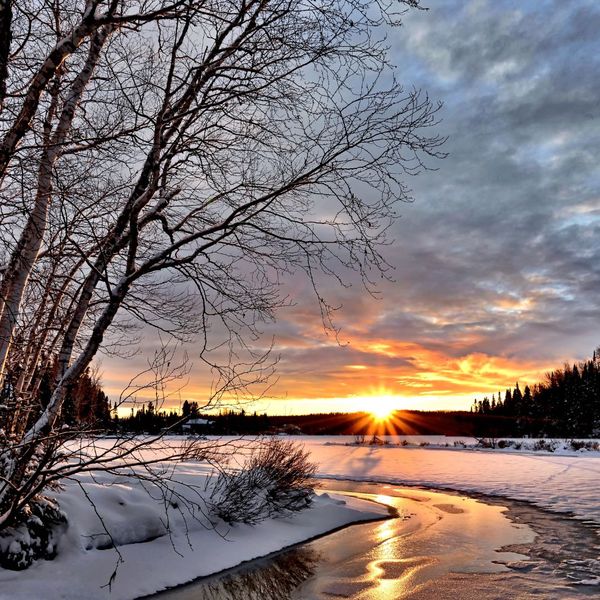 a frozen river in winter