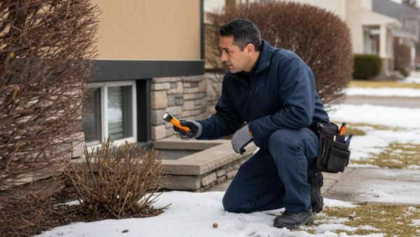 pest control tech inspecting a home pest control tech inspecting a home