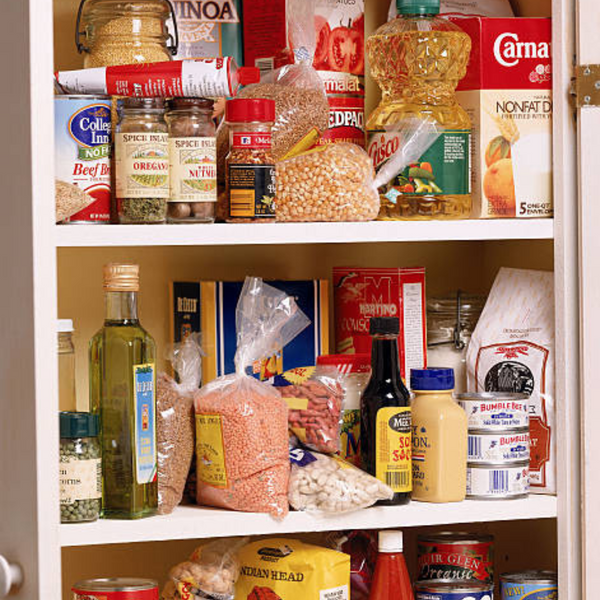 pantry full of food. 