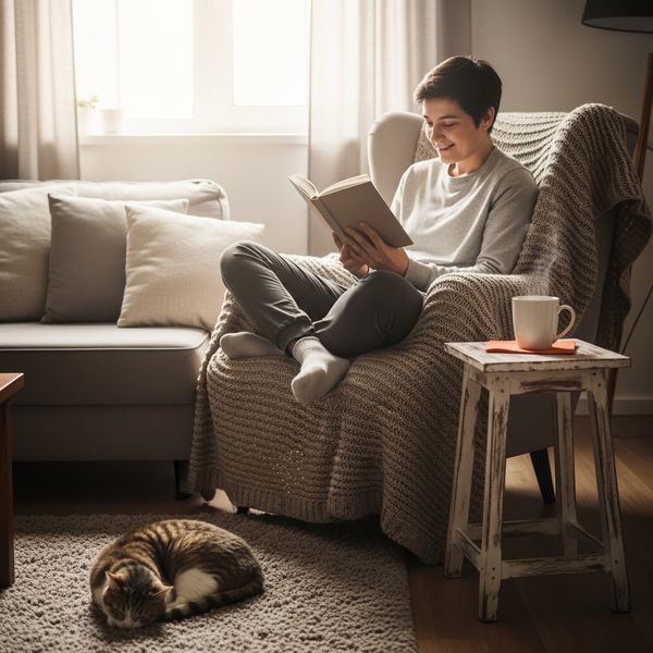 A person comfortable in a home