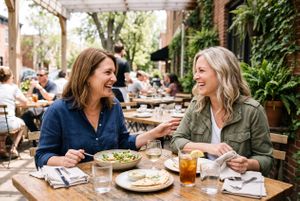 Photograph of a hormone therapy consultation, used to illustrate this article on the 2026 FDA label changes and ACOG menopause guideline. Provider reviewing a menopause hormone therapy plan with a patient at a Dallas wellness clinic