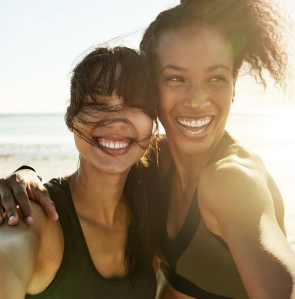 Two friends on a beach