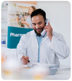 A pharmacist on the phone