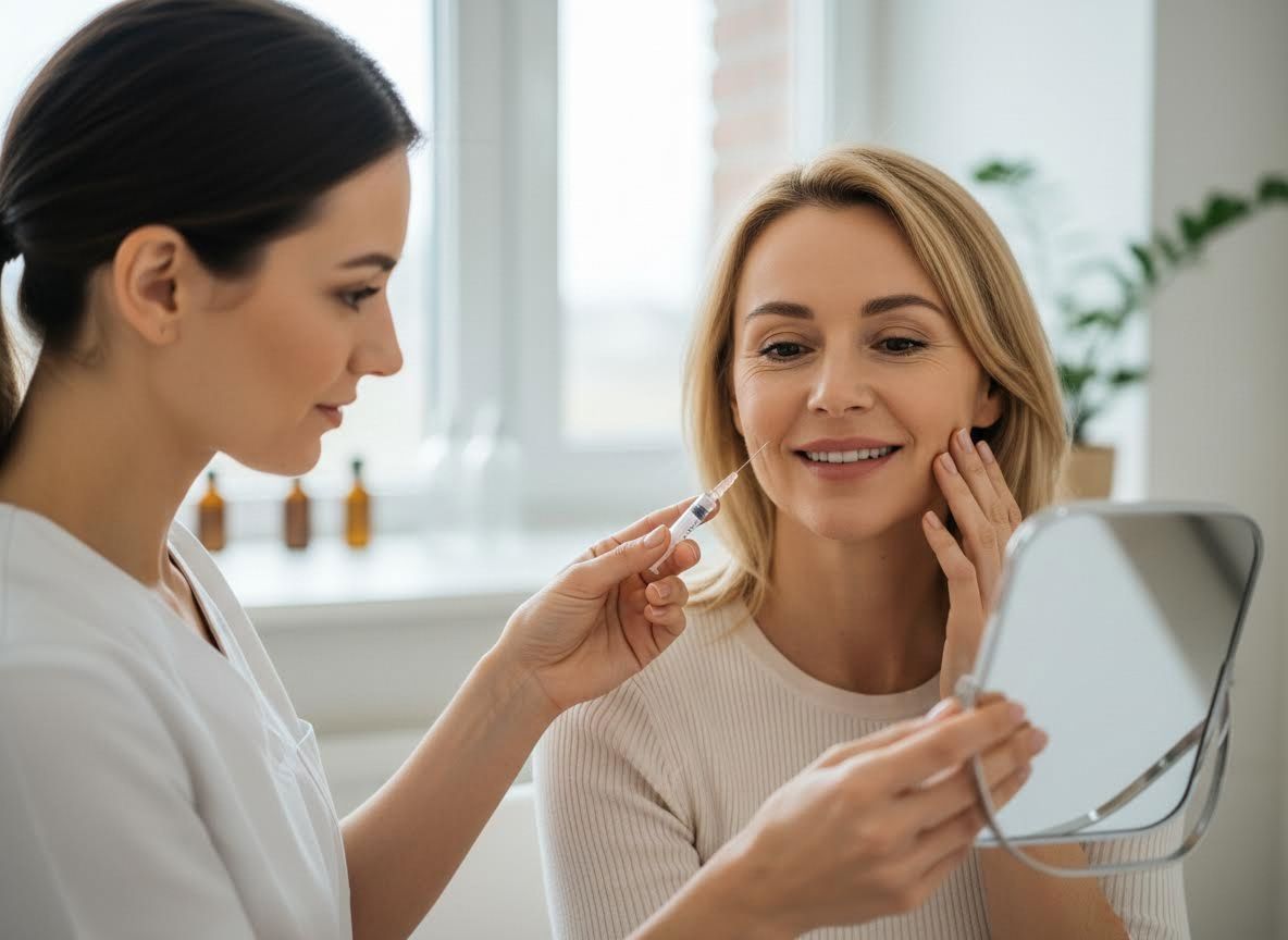 Woman receiving cosmetic injection