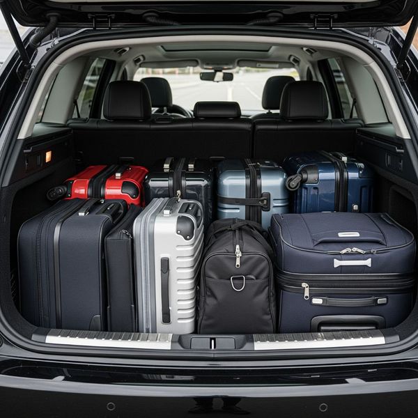 Car trunk with luggage. Car trunk with luggage.