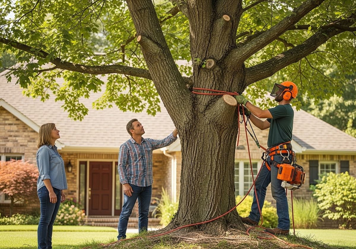 Tree Trimming in Suburban Yard