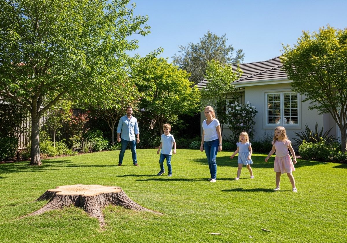 Family enjoying their green lawn