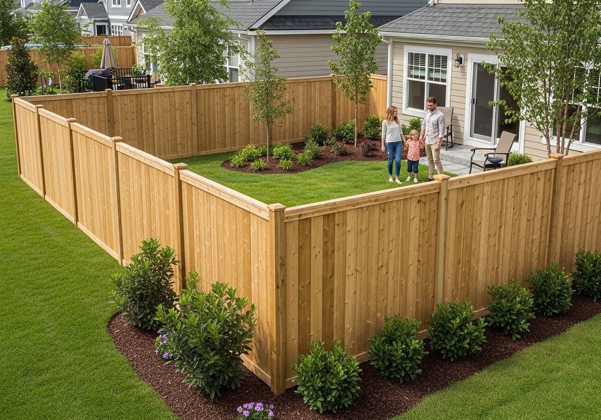 Wood fence in backyard