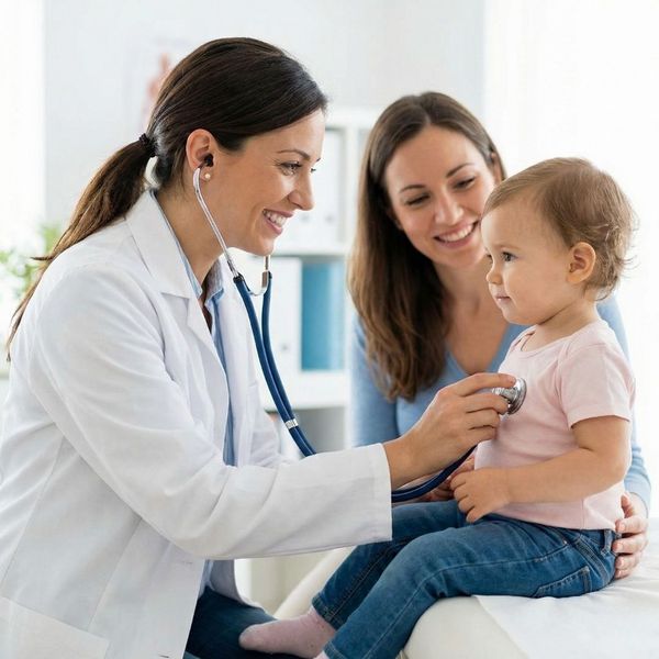 female pediatrician doing well-child check
