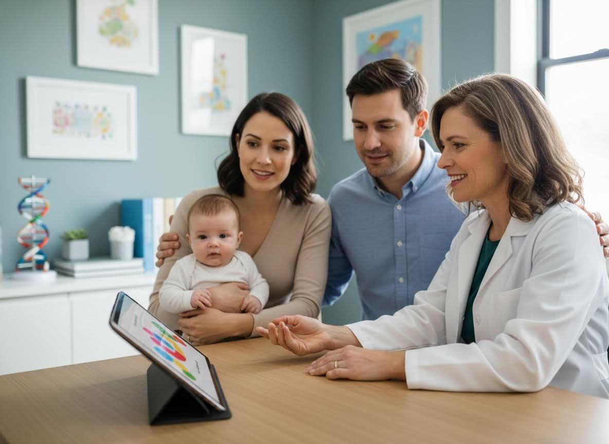 Family consults with doctor about baby's health