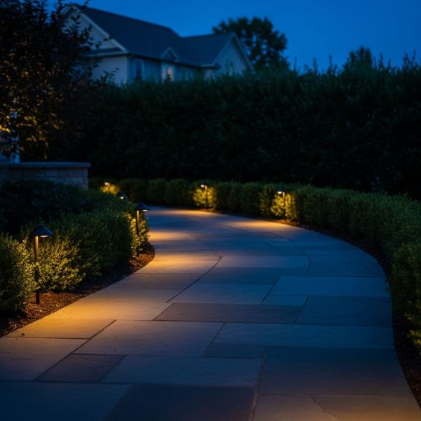 residential walkway with landscape lighting residential walkway with landscape lighting