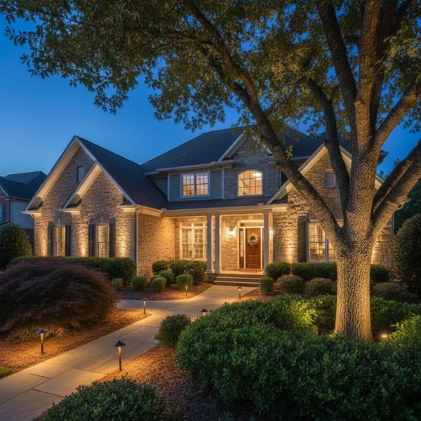 accent lighting highlighting a tree in the front yard accent lighting highlighting a tree in the front yard