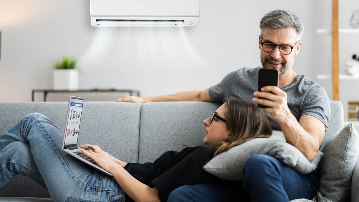 couple relaxing in the AC