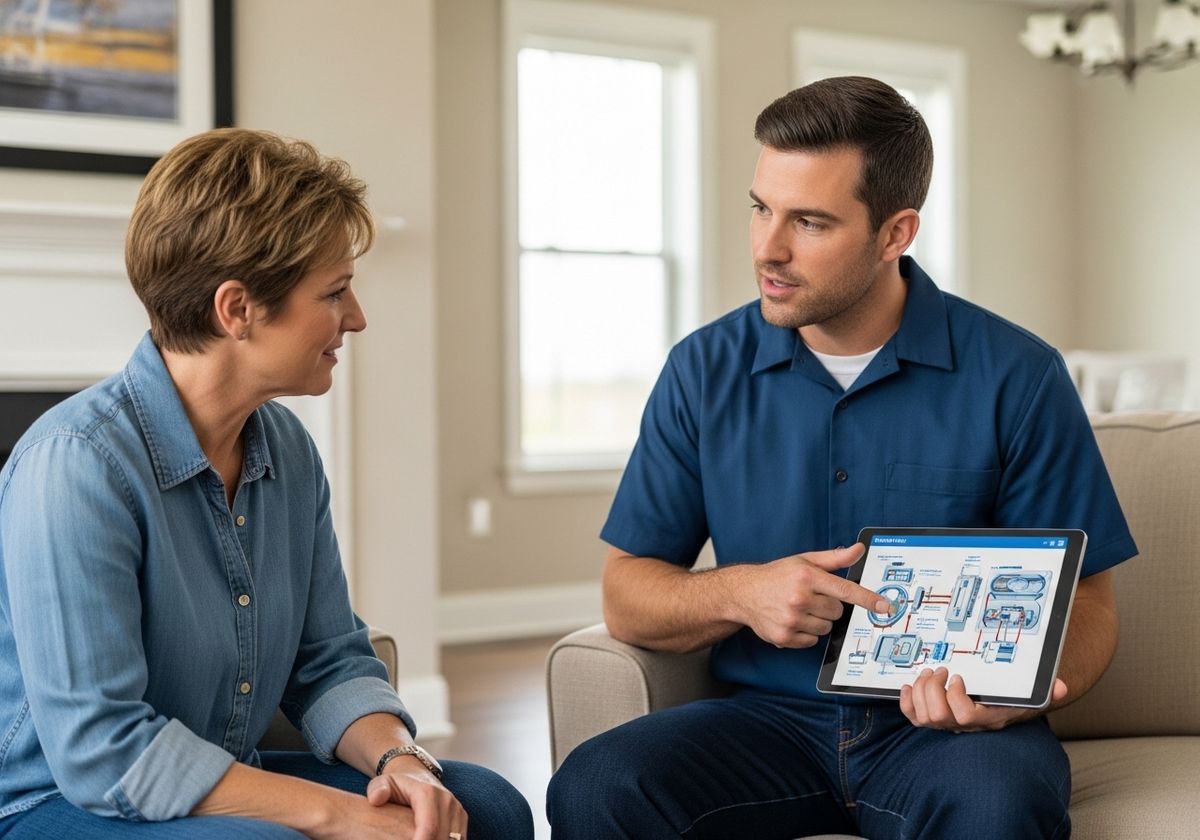 Technician Explains System Diagram to Customer