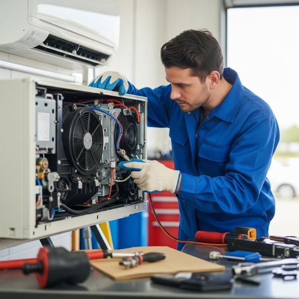 ac repair man working on system