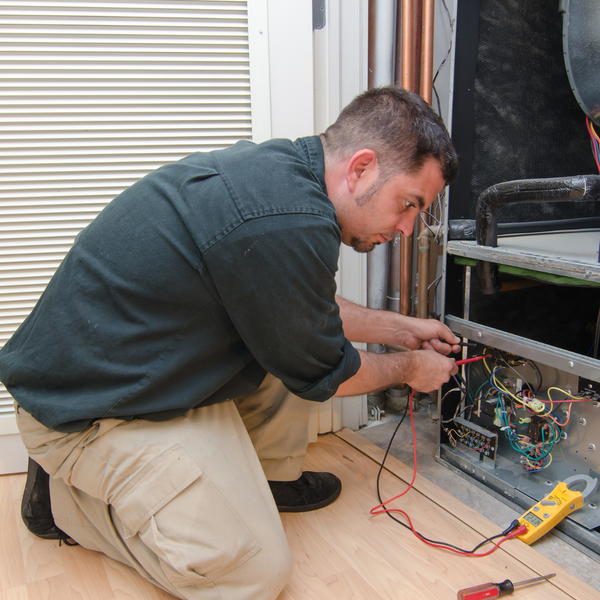 HVAC system being worked on