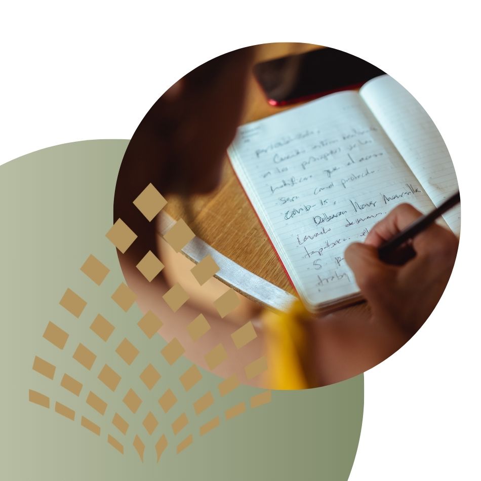 Writing in a notebook