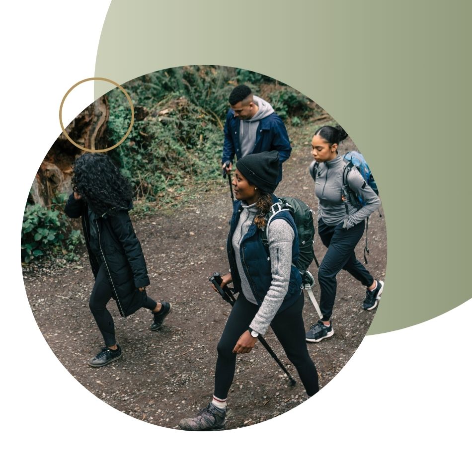 Group walking outside together
