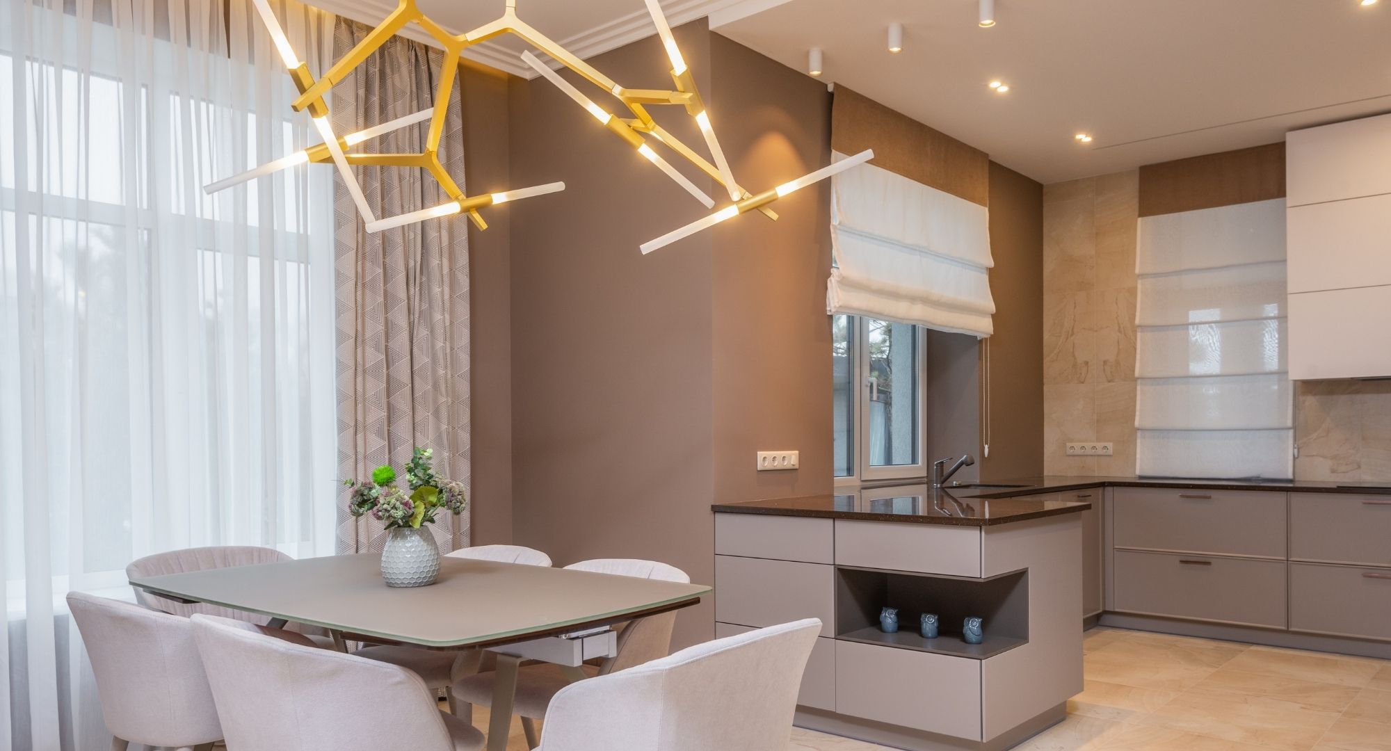modern kitchen with panel door cabinets