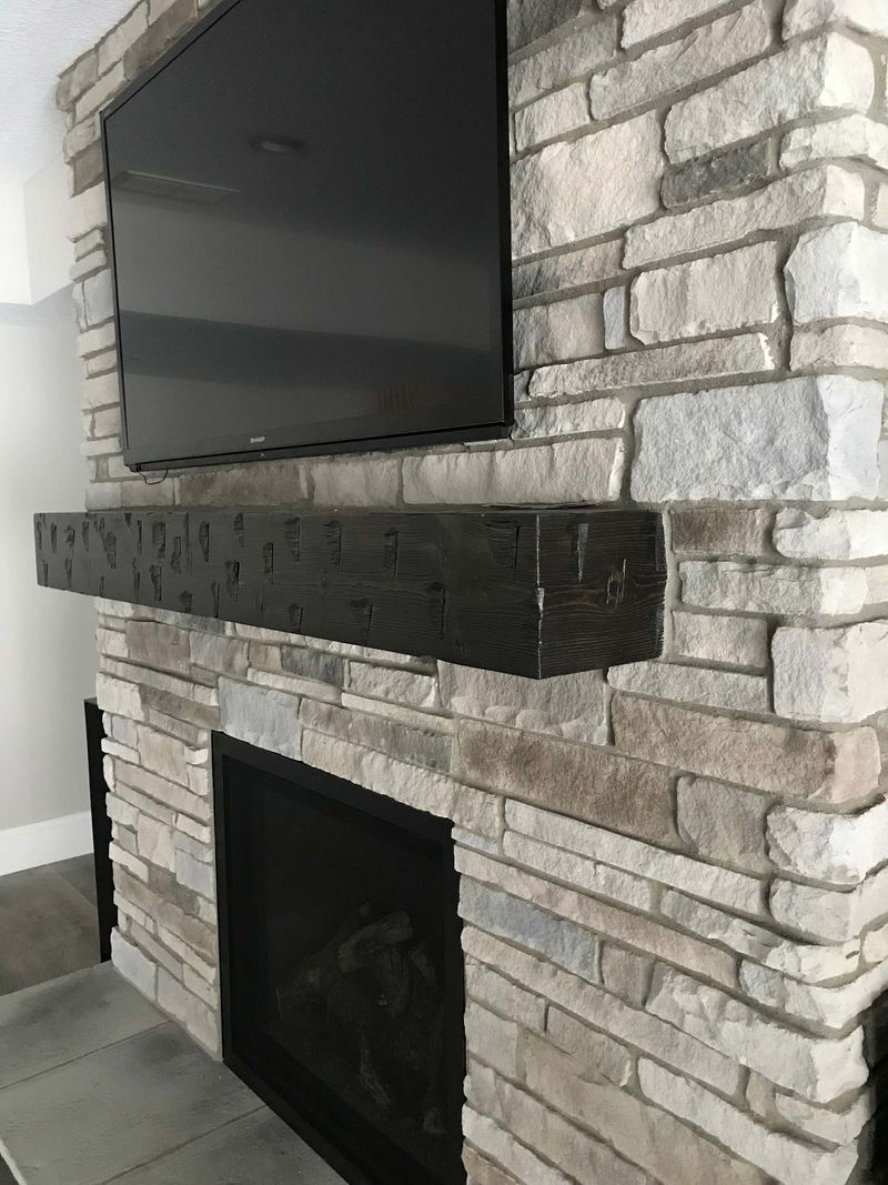 Black Hand Hewn Fireplace Mantle