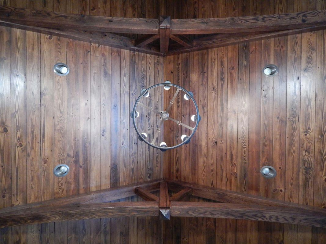 Trusses and Shiplap Ceiling