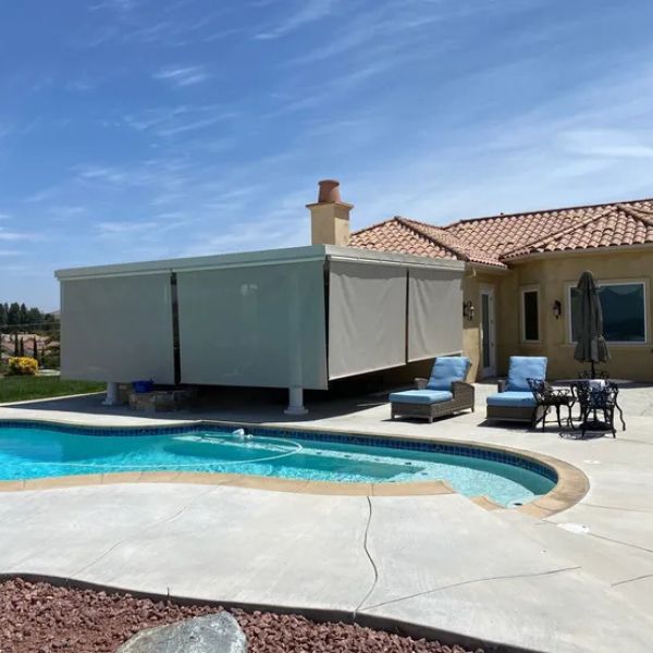 Custom sun shades in backyard