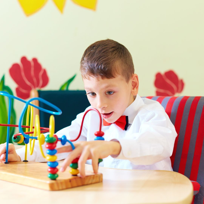 child playing with blocks