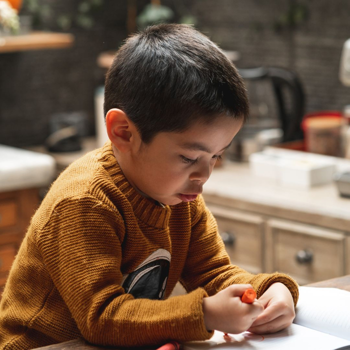 young child coloring