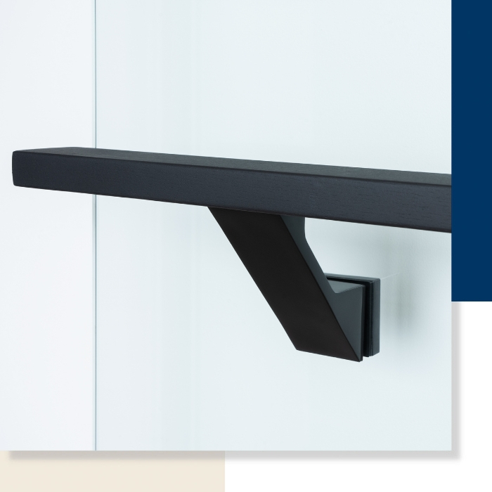 Modern Black Glass Mounted Handrail Bracket