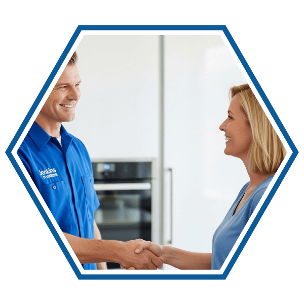 A satisfied customer shaking hands with an experienced Jenkins Plumbing professional, showcasing our commitment to quality. A satisfied customer shaking hands with an experienced Jenkins Plumbing professional, showcasing our commitment to quality.