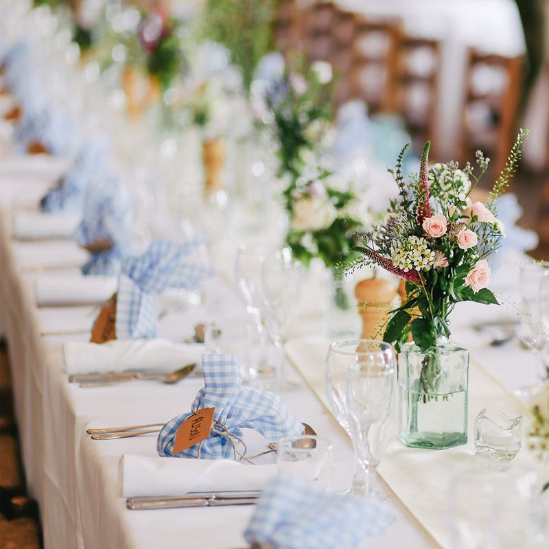 a table with wedding decor
