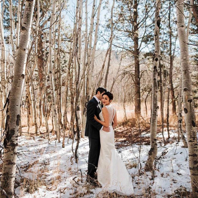 wedding photo in the forest