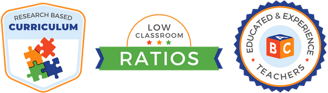 Badge 1: Research based curriculum  Badge 2: Educated and Experience Teachers  Badge 3: Low Classroom Ratios