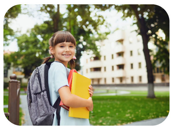 girl with a backpack on