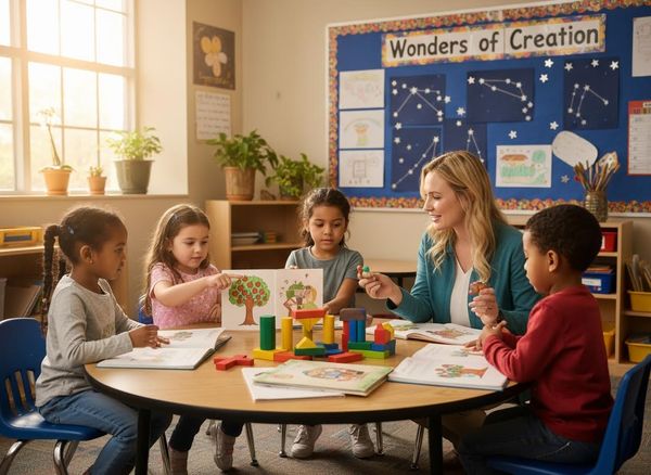 Teacher and Diverse Children Learning in Classroom