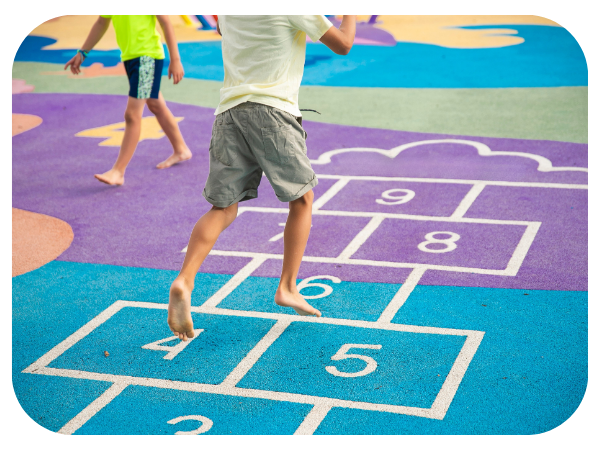 children playing hopscotch
