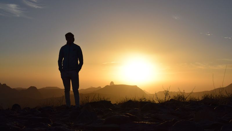 man at sunset