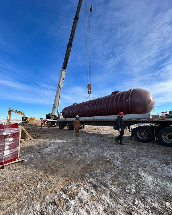 fuel tank attached to crane