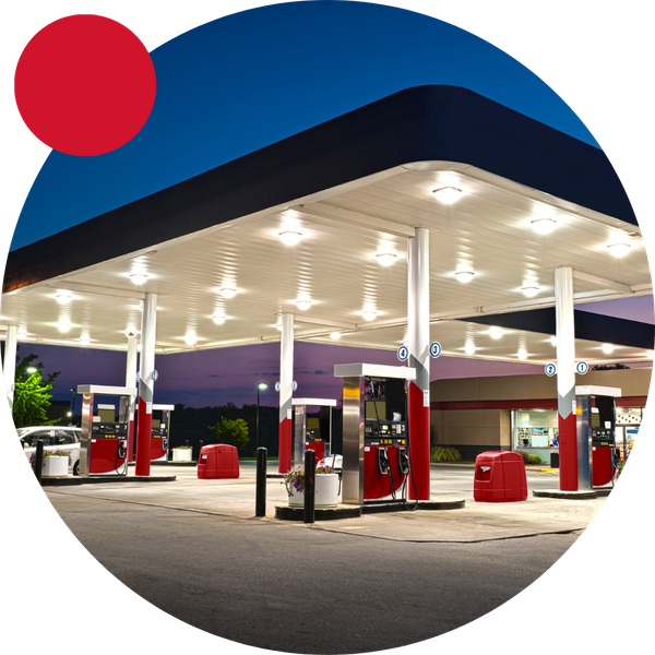 gas station at night
